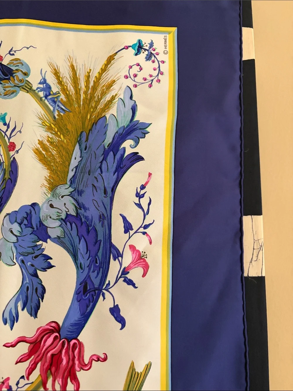 Hermès Blue Multi Mythical Sea Figure Silk scarf